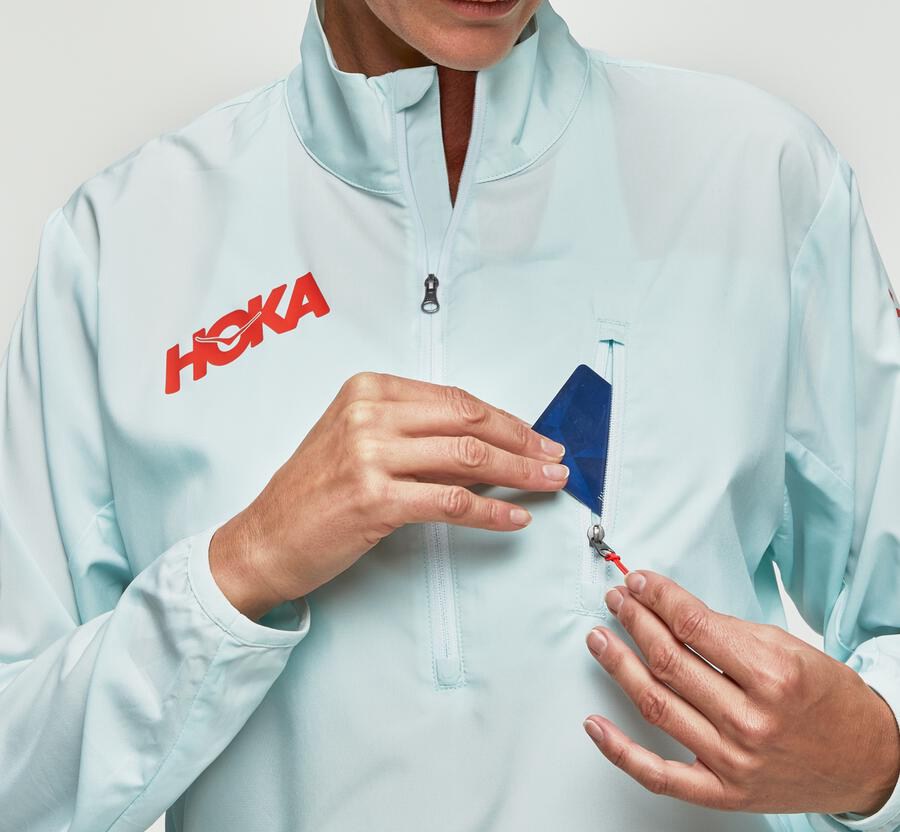 Hoka One One Jackets Womens Blue - Wind-Resistant - 03296MWIV